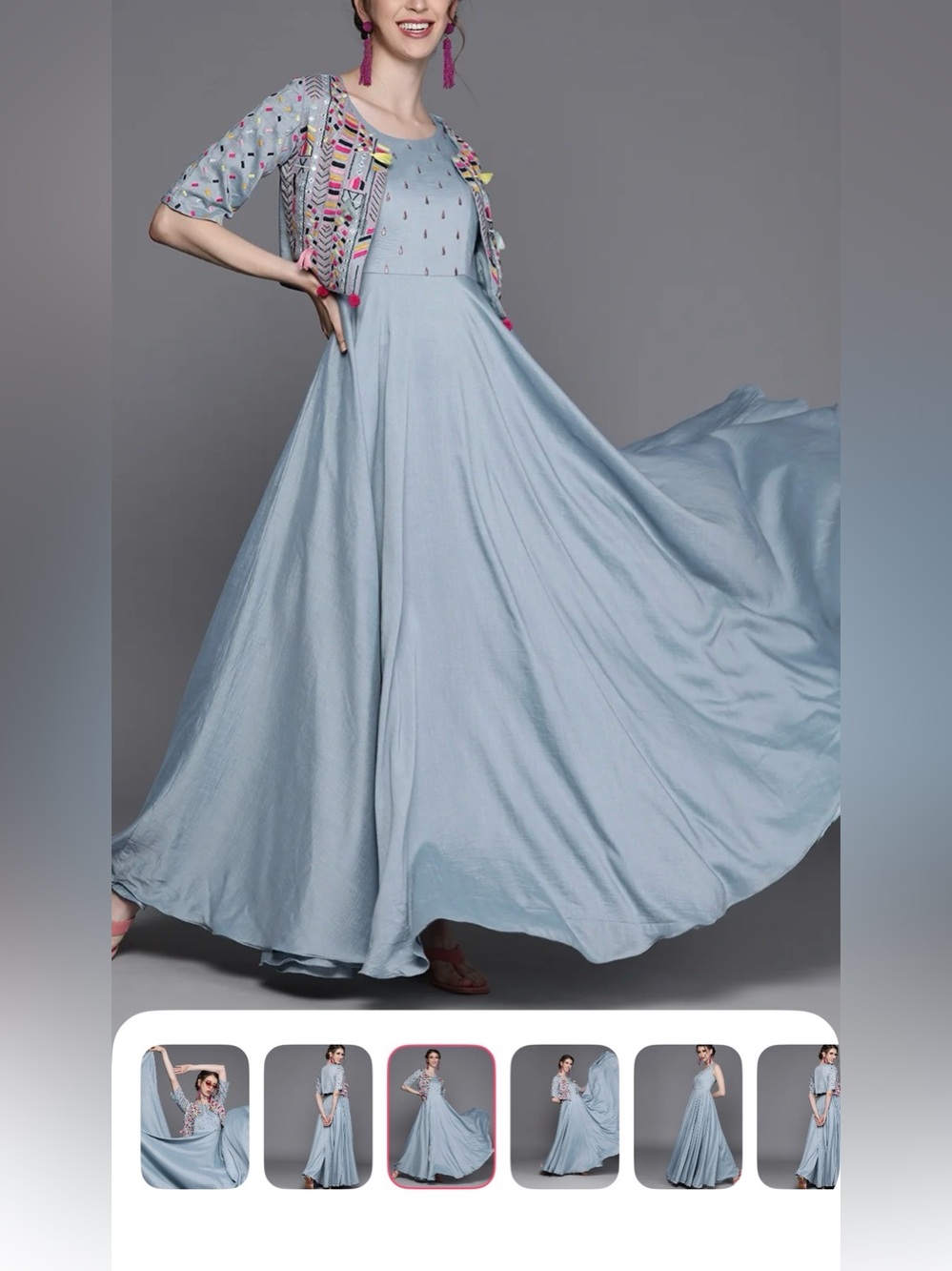 Elegant Light Blue Maxi dress with jacket 2in1 for Women